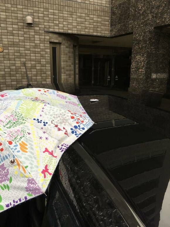 車に固定された傘