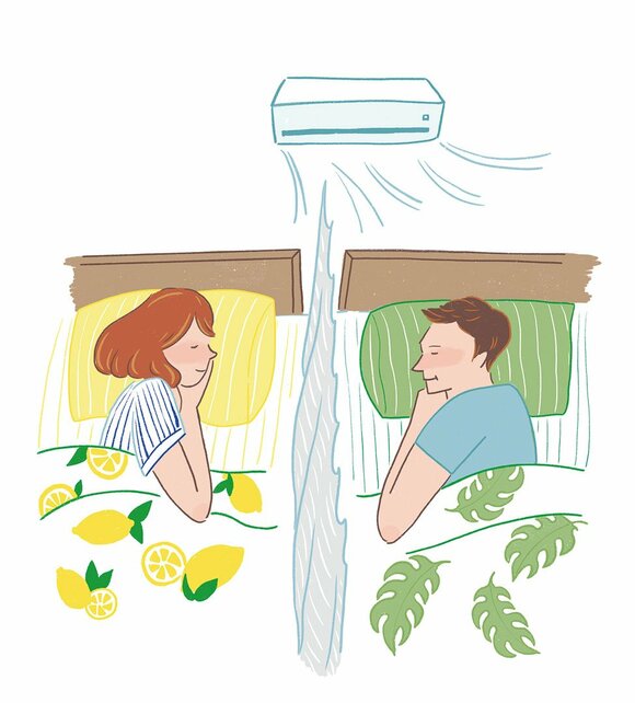 眠る女性と男性