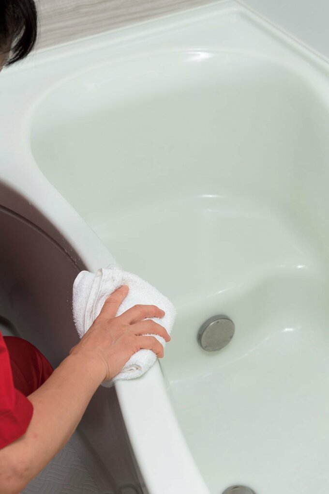 からぶきタオルで仕上げる