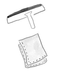 浴室の水気はスクイージーと吸水ふきんでふき取る