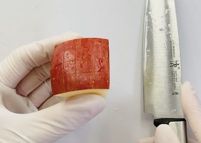 切り込みを入れたリンゴ