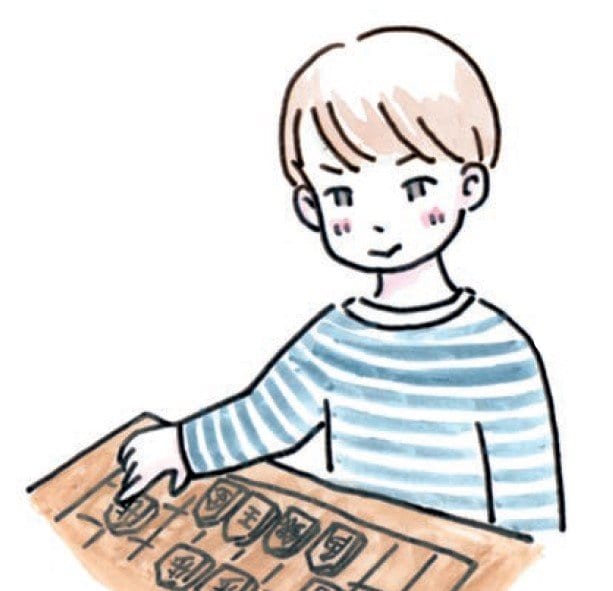 将棋をする男の子のイラスト
