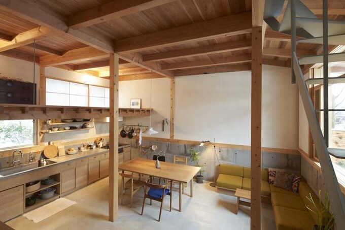 半地下のオープンなLDK