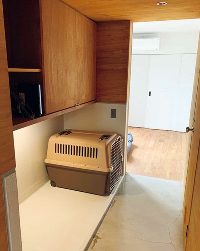 内部を防水仕様にした犬の部屋を設置