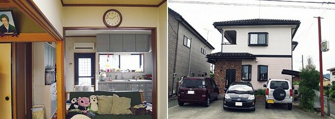 リノベーション前のキッチンと外観