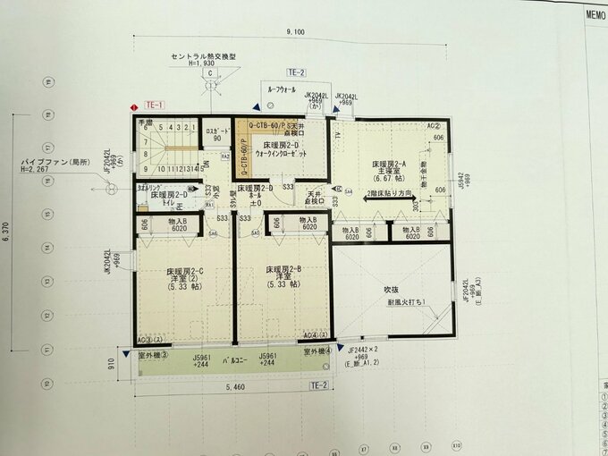 規格住宅のプラン2階の間取り図