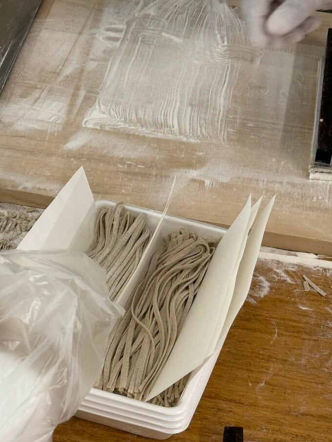 つくった太めのそば