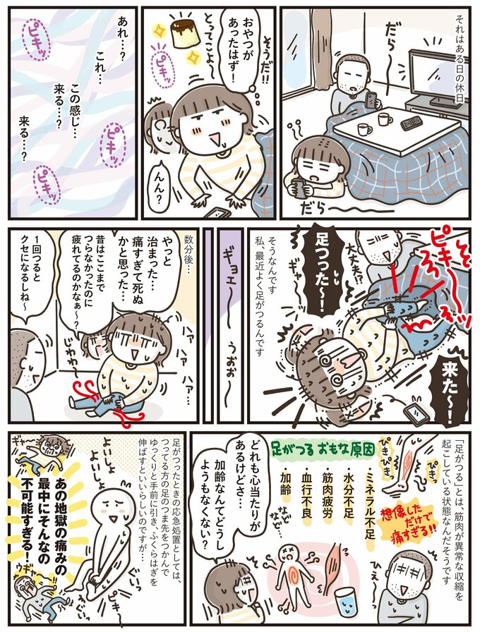 足がつった場面