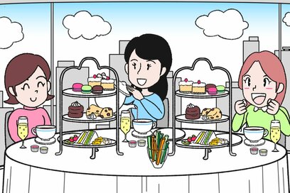 ママ友たちとアフタヌーンティー…なにかが違う？5つ見つけたらエラい間違い探し