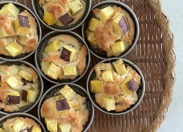 ほっくり甘い「サツマイモの米粉マフィン」のつくり方。混ぜて焼くだけだから簡単