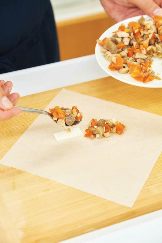 早春巻きの調理過程