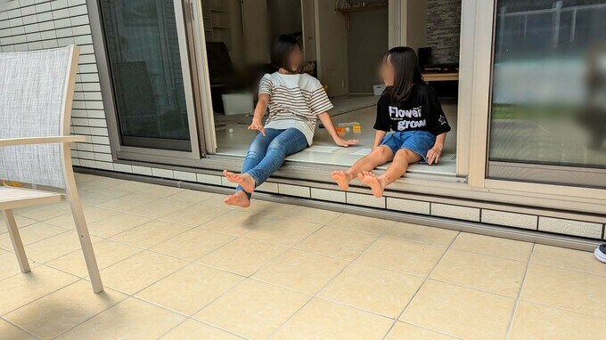 テラスからリビングを見る