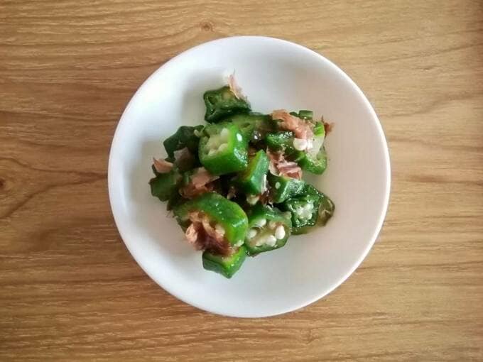 冷凍オクラのおかかショウガ和え