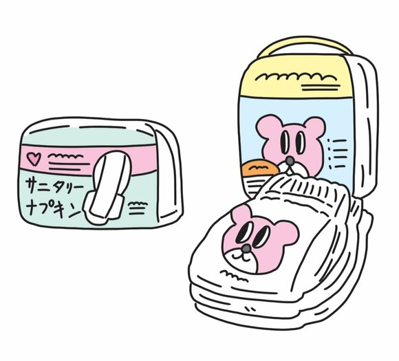 生理用品とオムツのイラスト