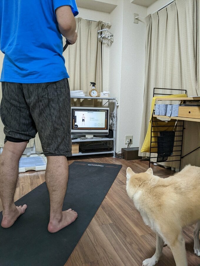 ふたりで仲良く画面を見つめる