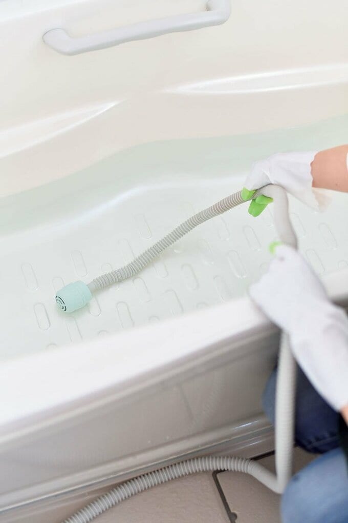 ホース浴槽の中