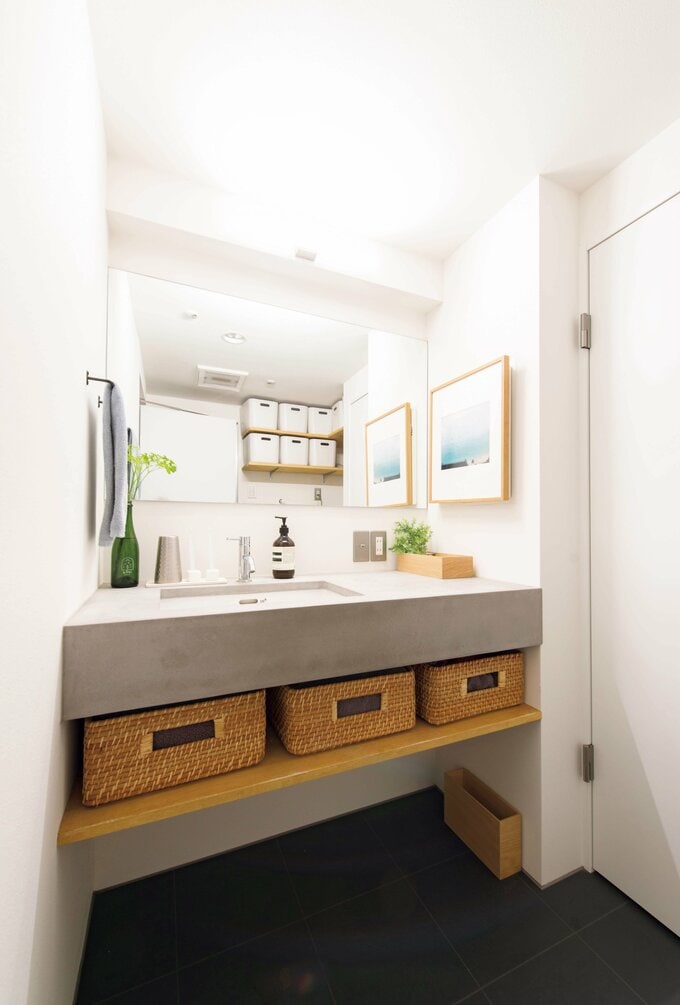 洗面台はモールテックスで造作