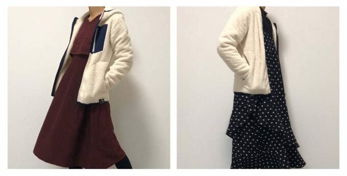 授乳口付きワンピースとアシンメトリーフリルドット柄キャミロングワンピース