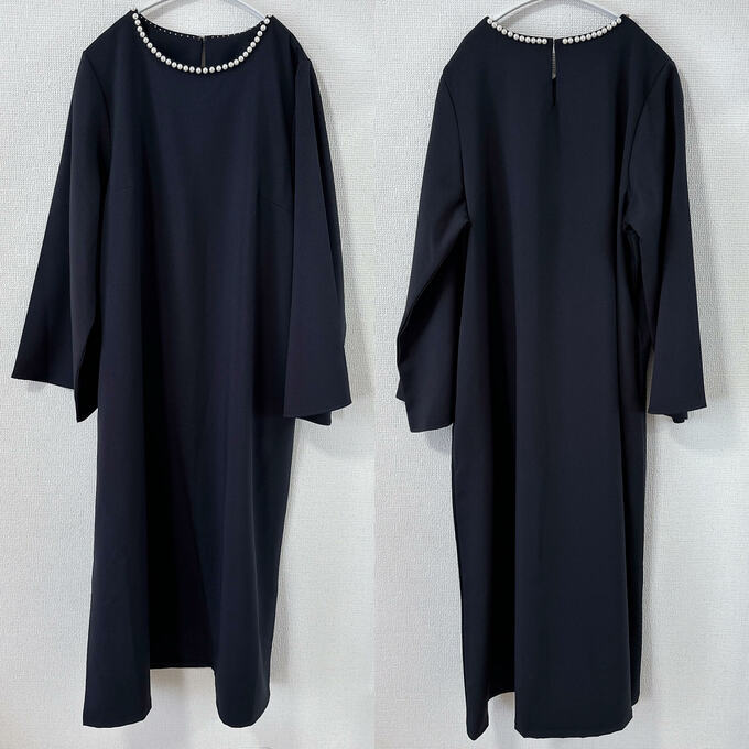 パール付きギャザーワンピース