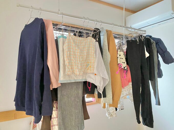 子どもたちの成長に伴って量が増えた洗濯物