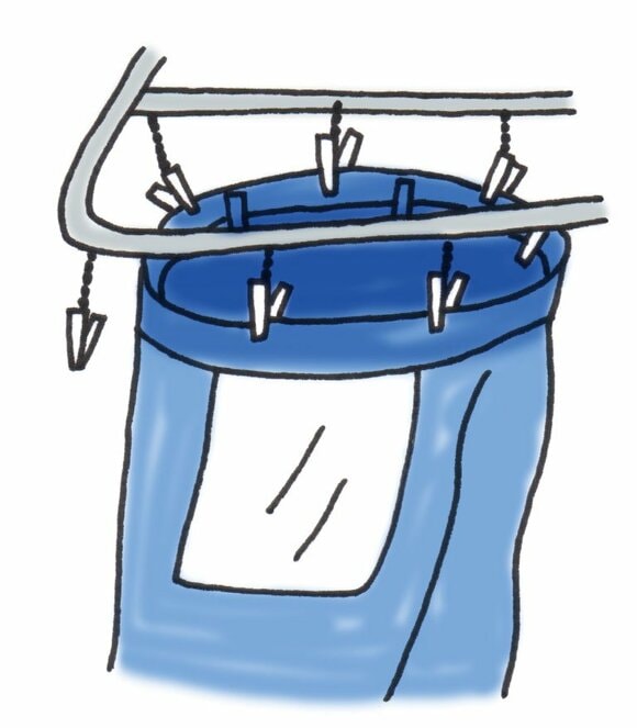 ジーンズを干す