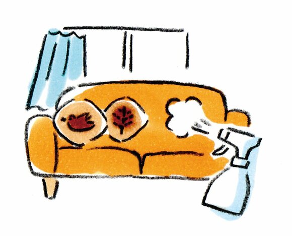 ソファやカーテン、寝具など洗いにくいものにシュシュッ