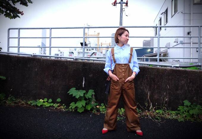 オーバーオール×シャツ