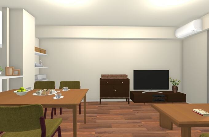 9畳のLDの壁際の家具配置