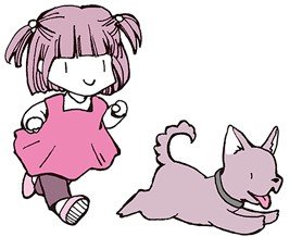 犬を追う女の子