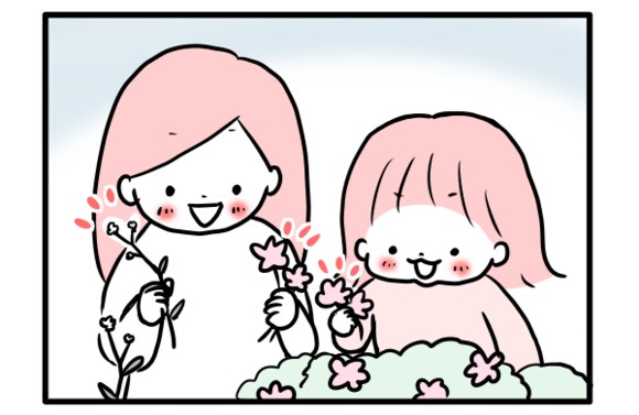 娘とお花つみ