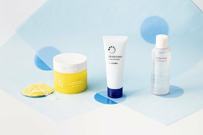 バイユア　プランプハニー　トナーパッド、トランシーノ薬用クリアジェルウォッシュ〈医薬部外品〉、アルブラン　クラリファイイング リリーサー