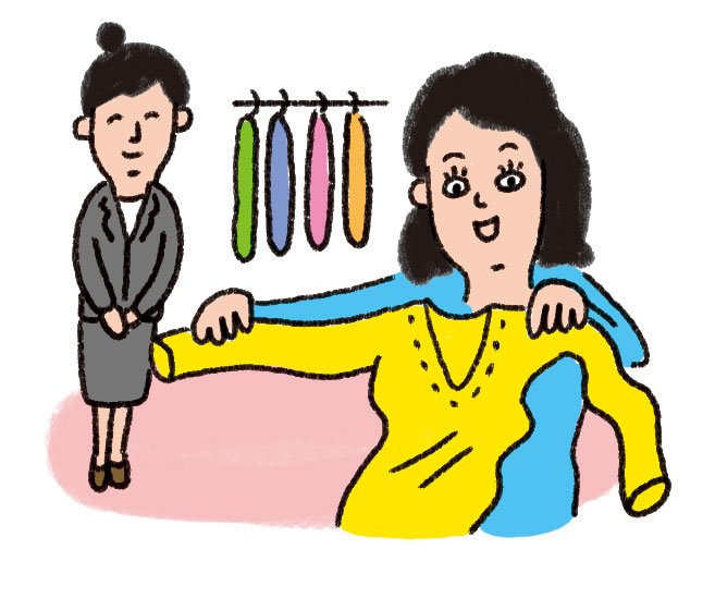 洋服を選んでいるイラスト