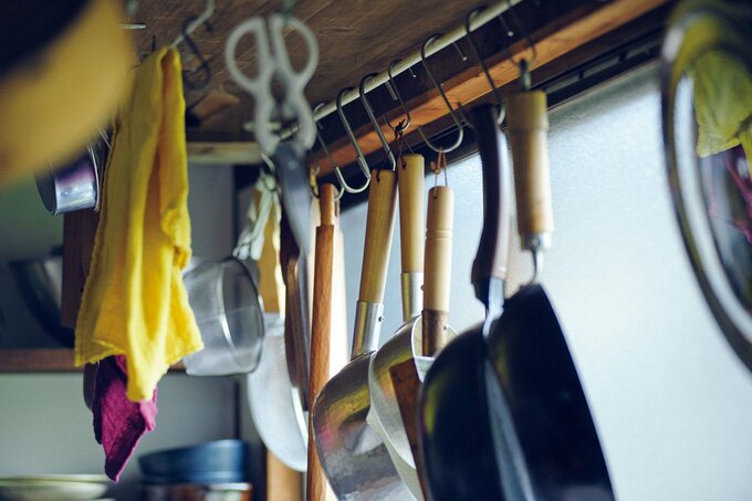 S字フックでつり下げ