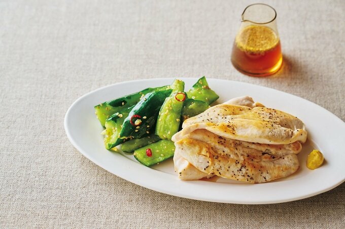 「たたきキュウリの甘酢漬け 焼きササミと」のレシピを紹介!
