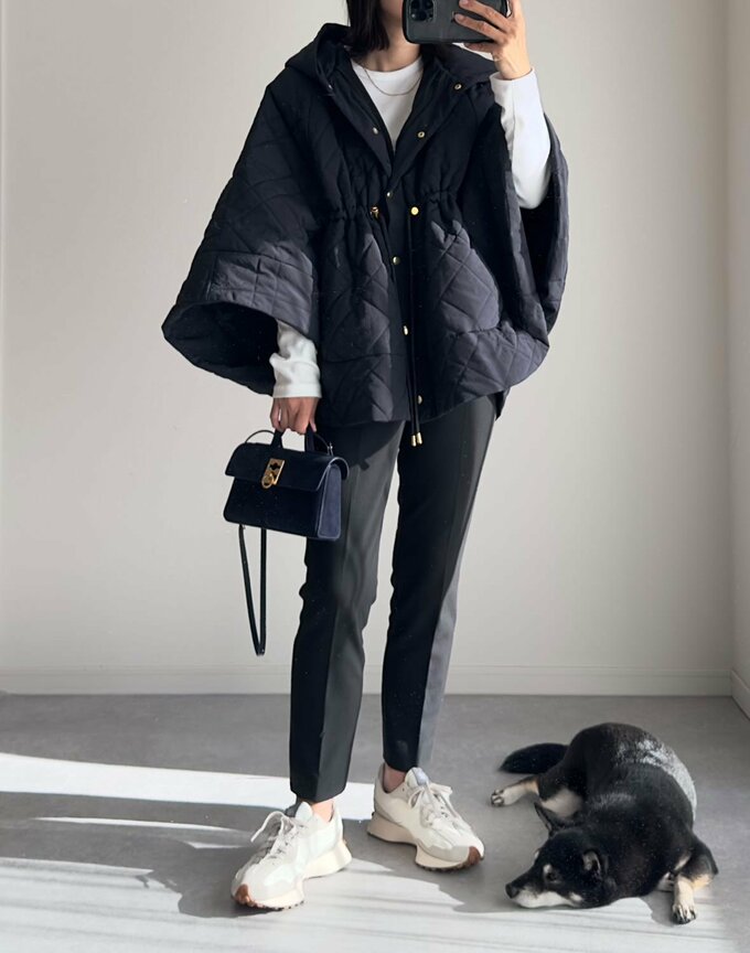 ソフトリブクルーネックTのコーデ3