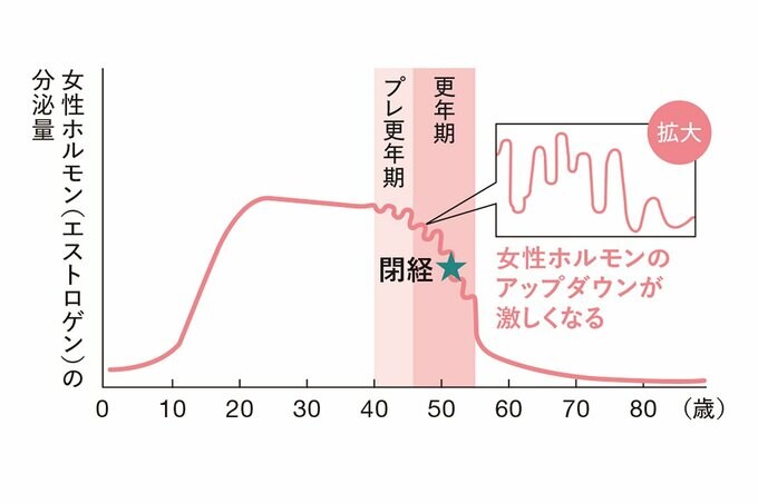 女性ホルモン分泌量のグラフ