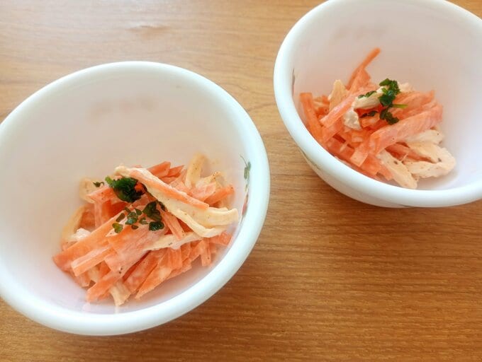 ニンジンと鶏肉のマヨあえ