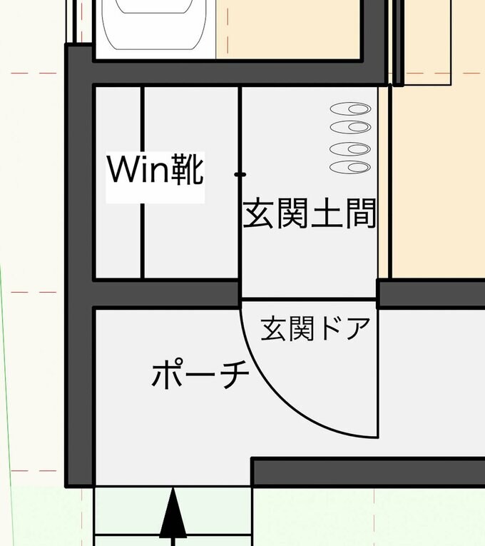 引き戸の土間収納をつくった玄関プラン