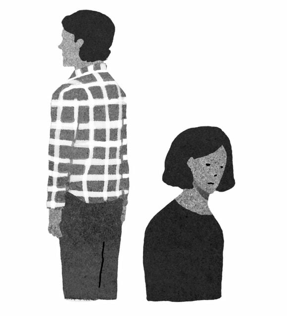 背中を向けた男女のイラスト