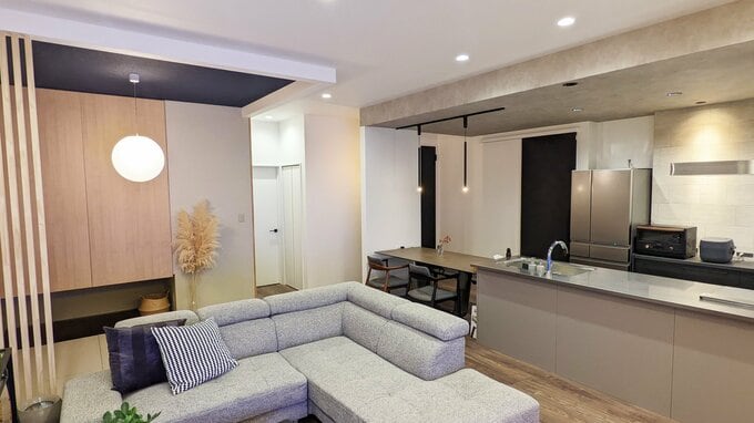 下がり天井の一体感がおしゃれ