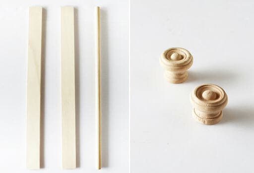 セリアの木材(角材&丸棒)とsalut!の木製つまみ