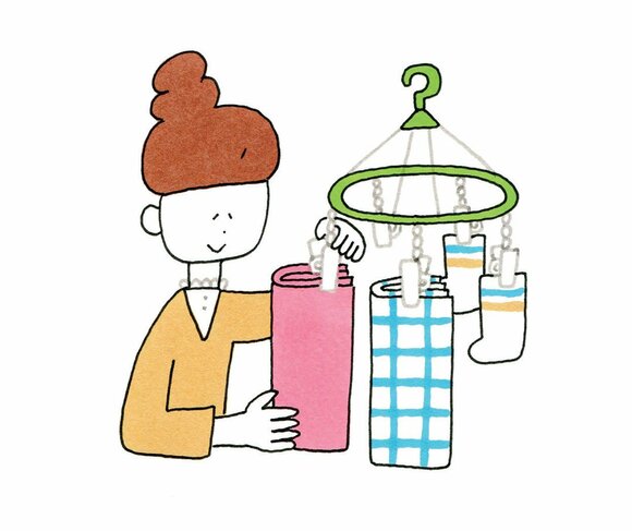 ハンカチは4つに折って干す