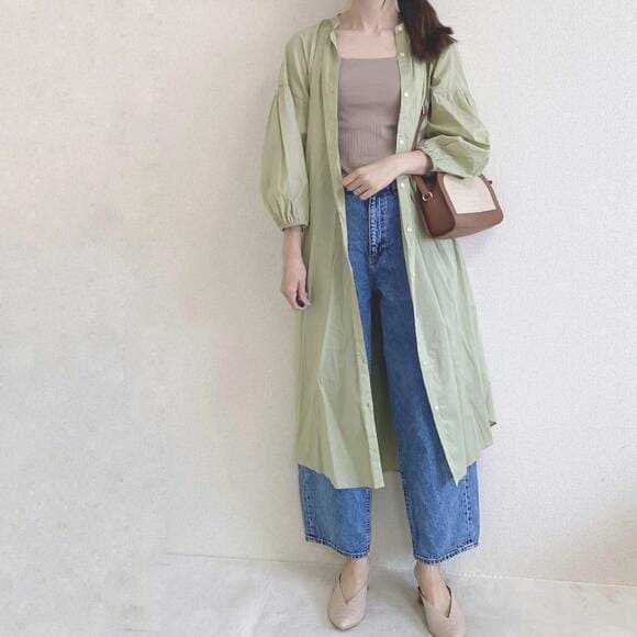 ロングシャツと合わせたコーデ