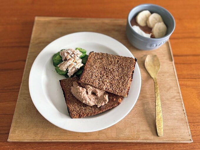ライ麦パンをメインにした朝食