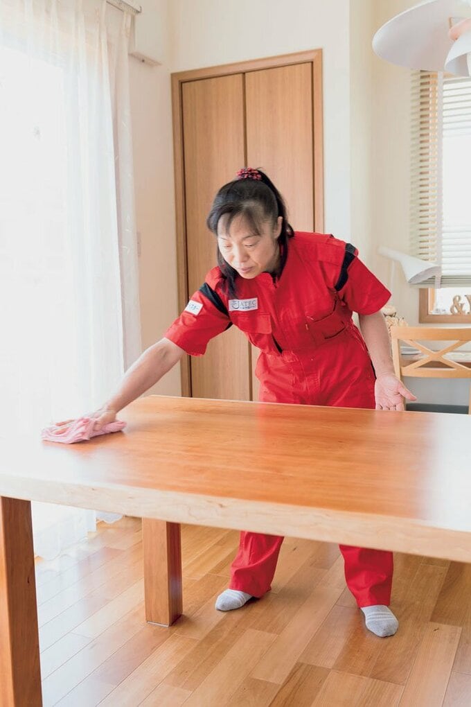 腰の高さのものをふく場合