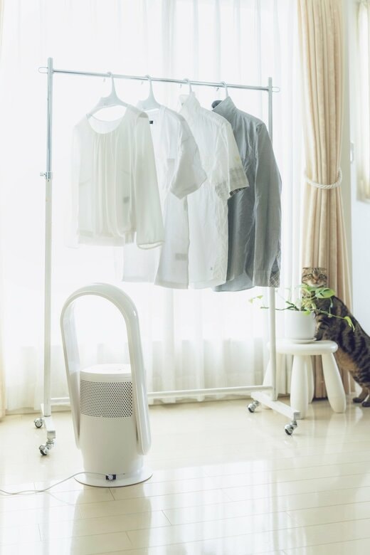 部屋干しをしている様子