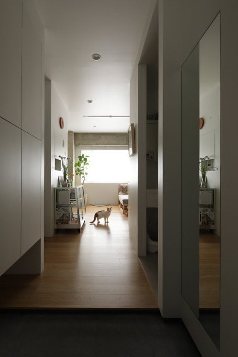 玄関からリビングを見る