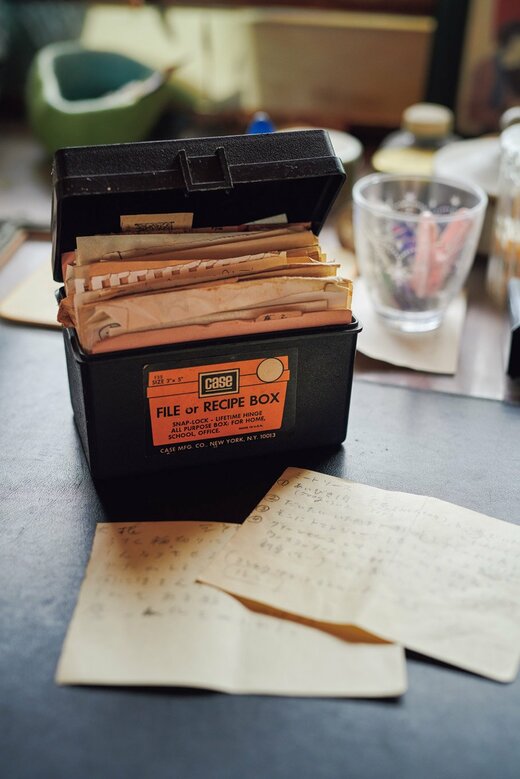 お母さんたちのレシピメモを入れたボックス
