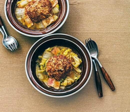 白菜たっぷりスープ煮込みハンバーグ