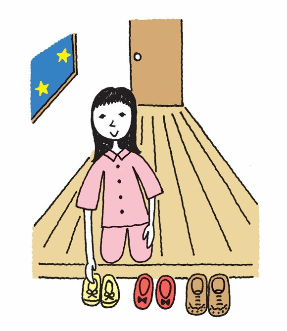 寝る前に、玄関に出ている靴をそろえる